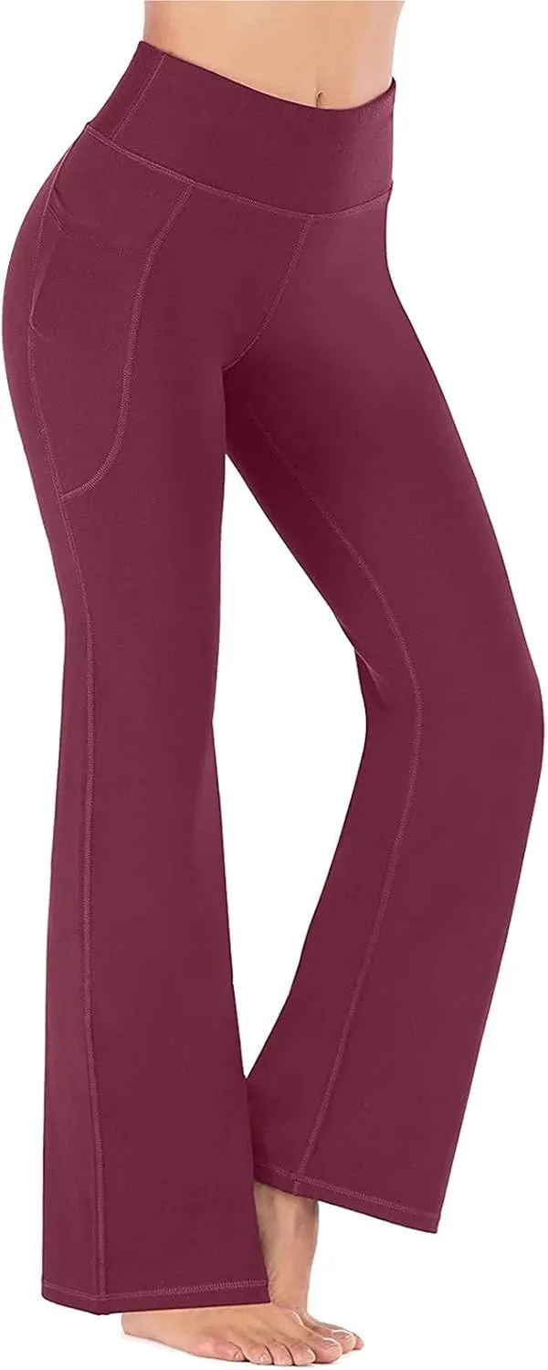 Women's High Waist Bootcut Yoga Pants Sports Running Yoga Athletic Pants Fashion Soft Yoga Pants with Pockets for