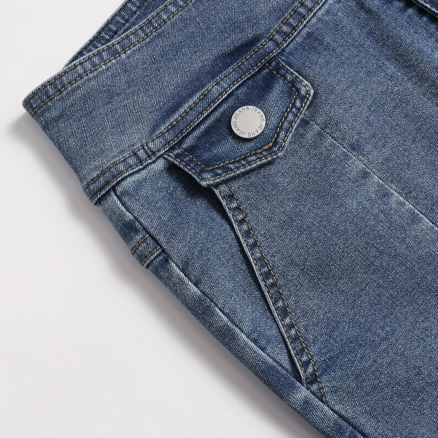 Women's High Waisted Stretch Skinny Slit Classic Bell Bottom Denim Jeans