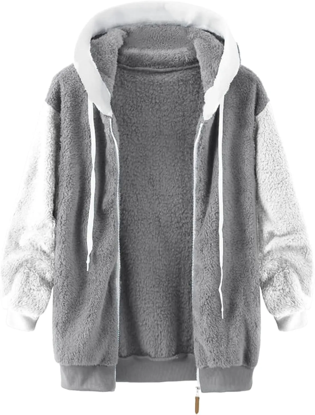 Women's Jackets Loose Large Size Coat Plush Multicolor Paneled Hooded Zip Jacket Fall 2023, S-5XL