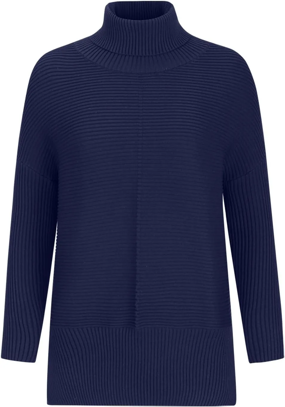 Women's Oversized Pullover Solid Turtle Neck Batwing Striped Knitted Sweater Slit Wide Hem Loose Fit Outwear Sweater