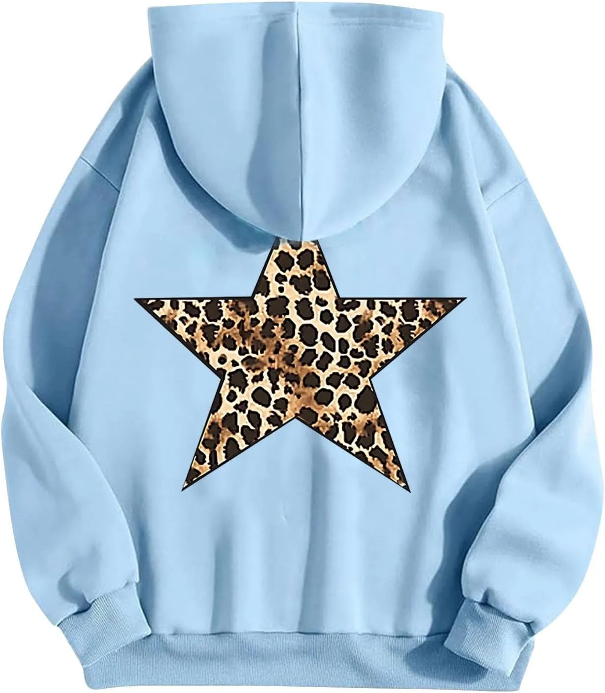Women's Oversized Sweatshirts Fashion Leopard Star Printed Pullover Casual Athletic Hoodie Cheetah Hoodie with Pocket