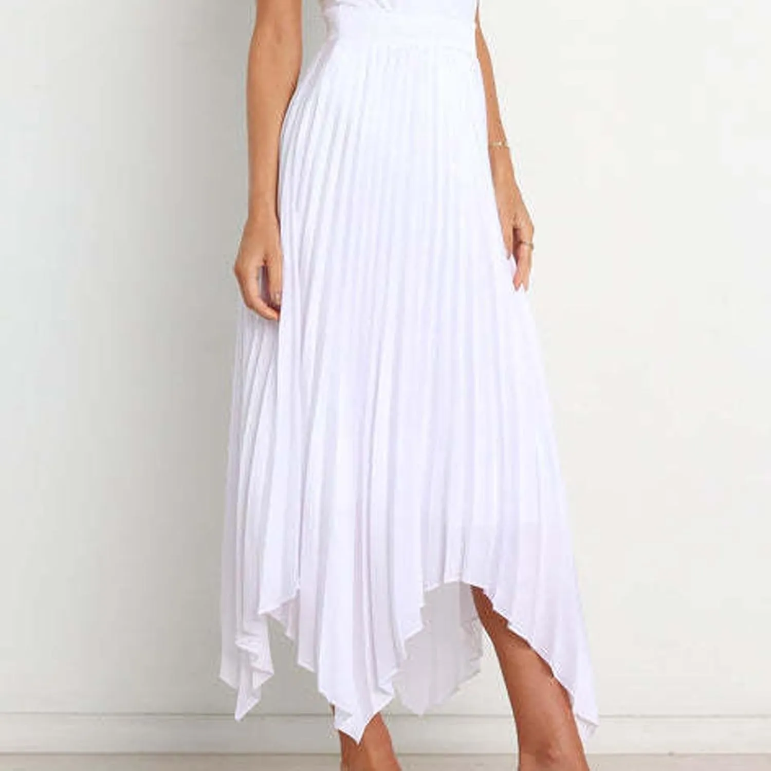 Womens Satin Midi Skirt Elegant Flowy Ruffle High Waist Silk Summer Casual Dressy Irregular Hem High Low Skirts