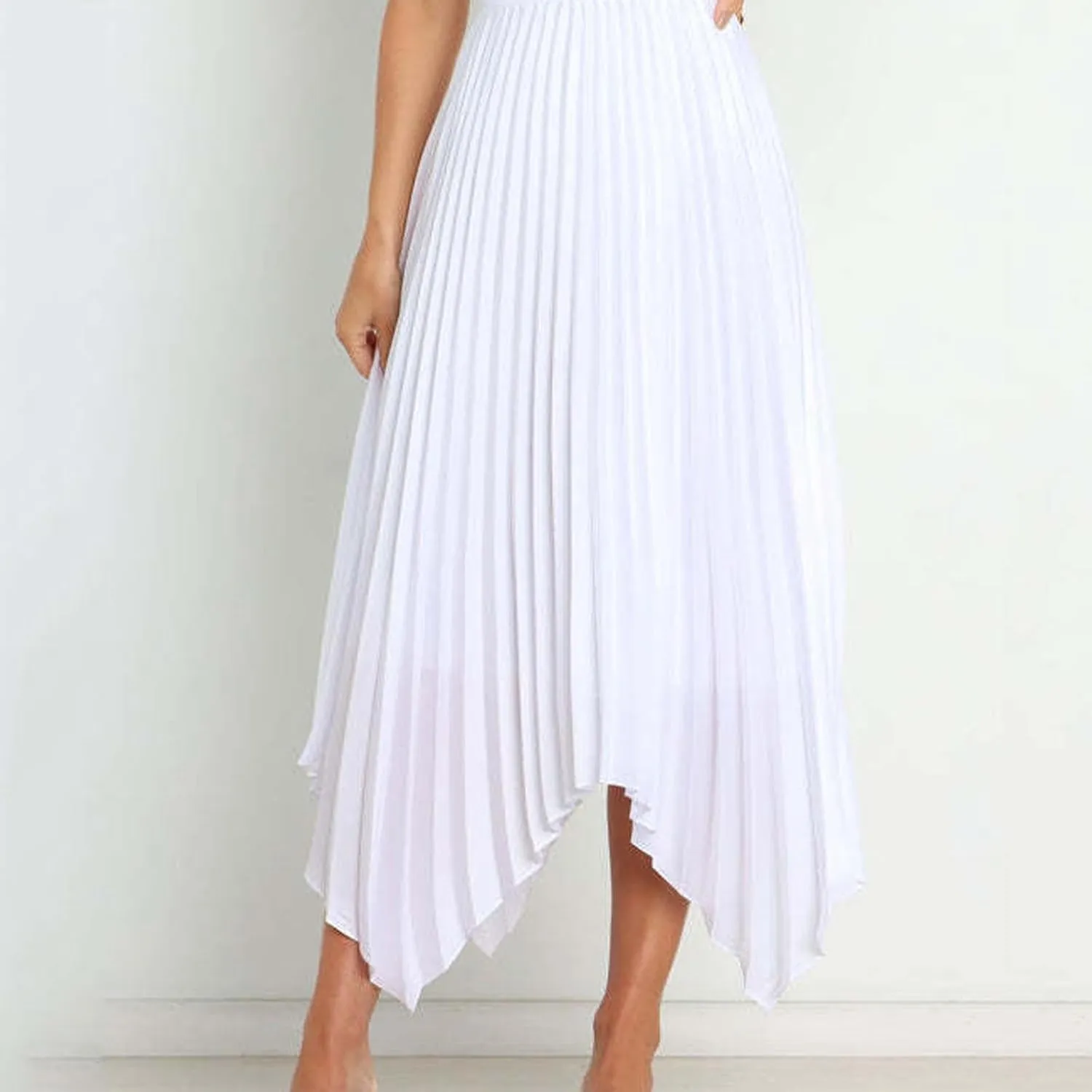 Womens Satin Midi Skirt Elegant Flowy Ruffle High Waist Silk Summer Casual Dressy Irregular Hem High Low Skirts