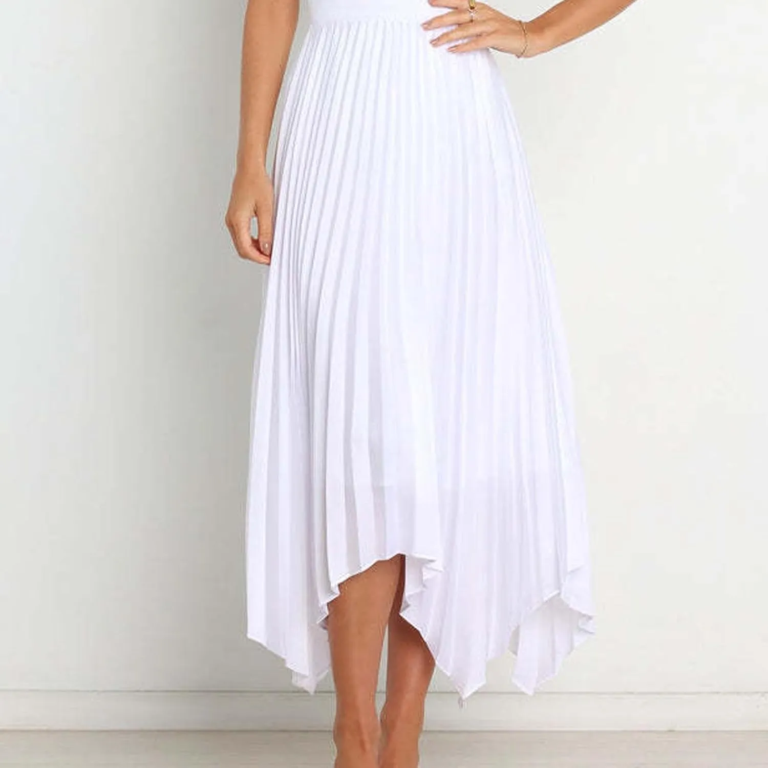 Womens Satin Midi Skirt Elegant Flowy Ruffle High Waist Silk Summer Casual Dressy Irregular Hem High Low Skirts