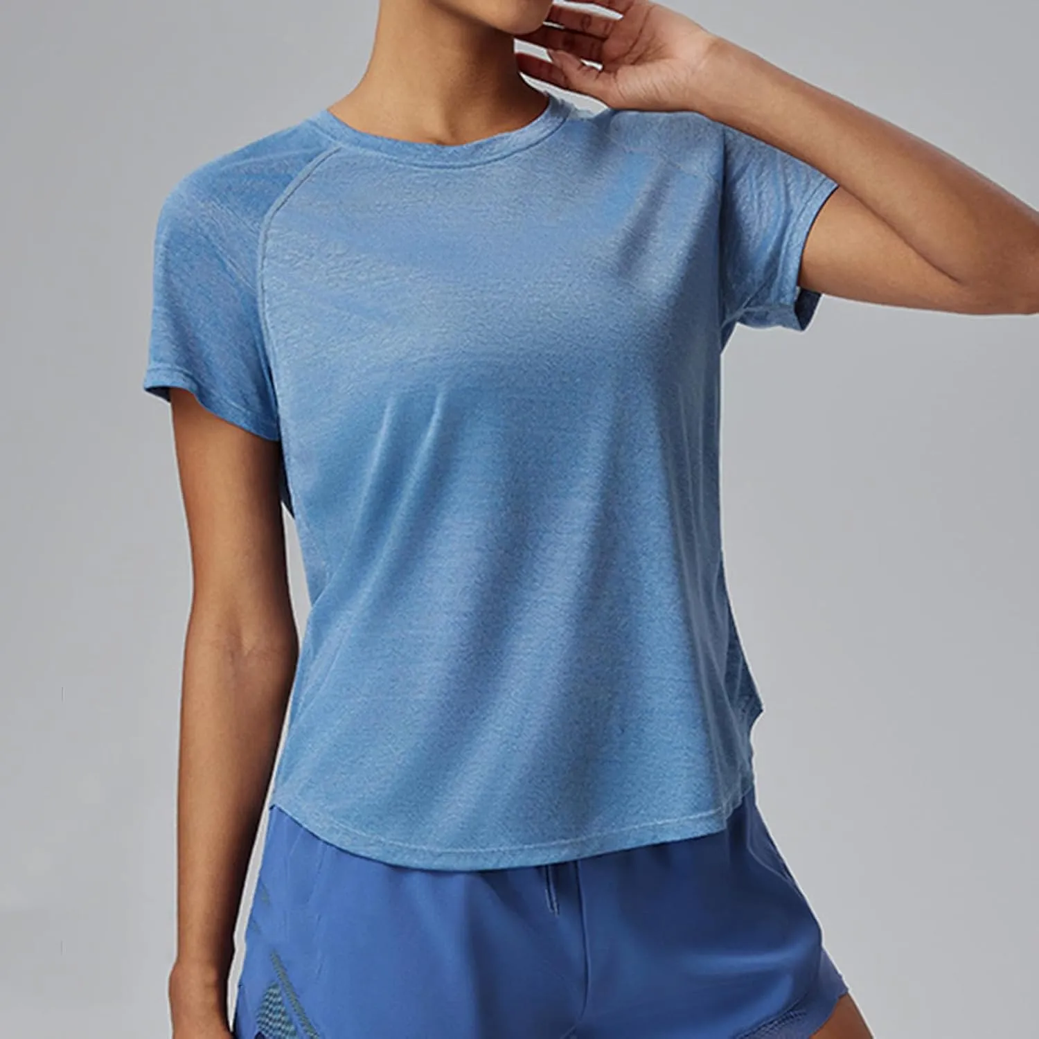 Women's Short Sleeve Workout Shirts Breathable Crew Neck Yoga T-Shirts Moisture Wicking Quick Dry Athletic Tee Tops