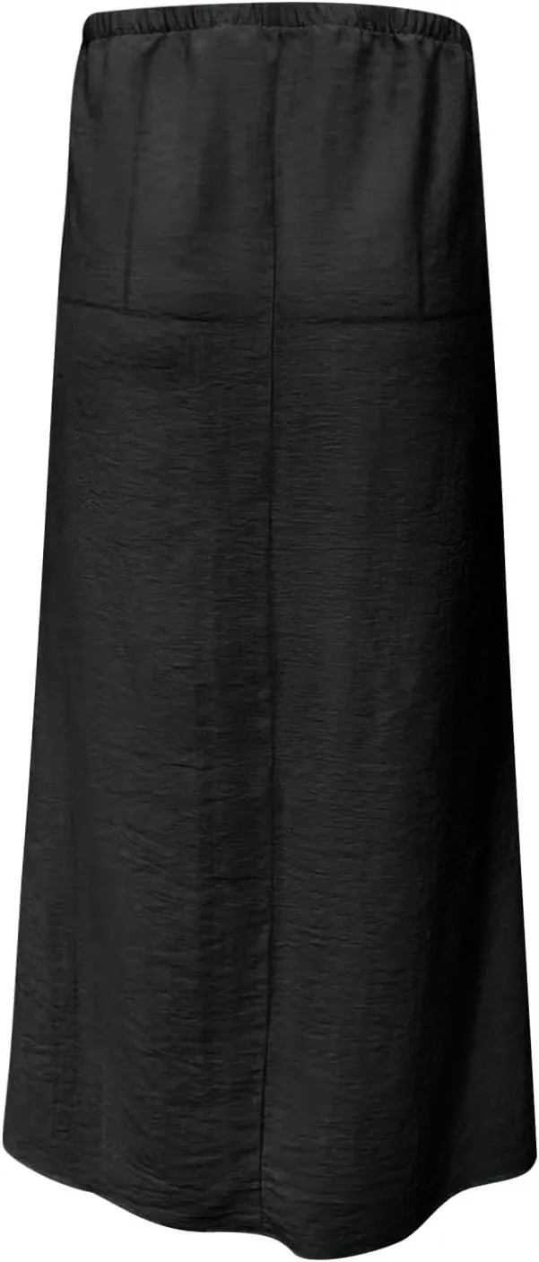 Women's Skirts Casual Solid Color Drawstring High Waist Flowy A Line Beach Long Maxi Skirt Summer Outfits Clothes