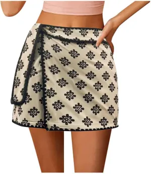 Womens Skirts for Summer Casual High Waist Trendy Graphic Print Adjustable Waist Mini Skirt Shorts Loungewear