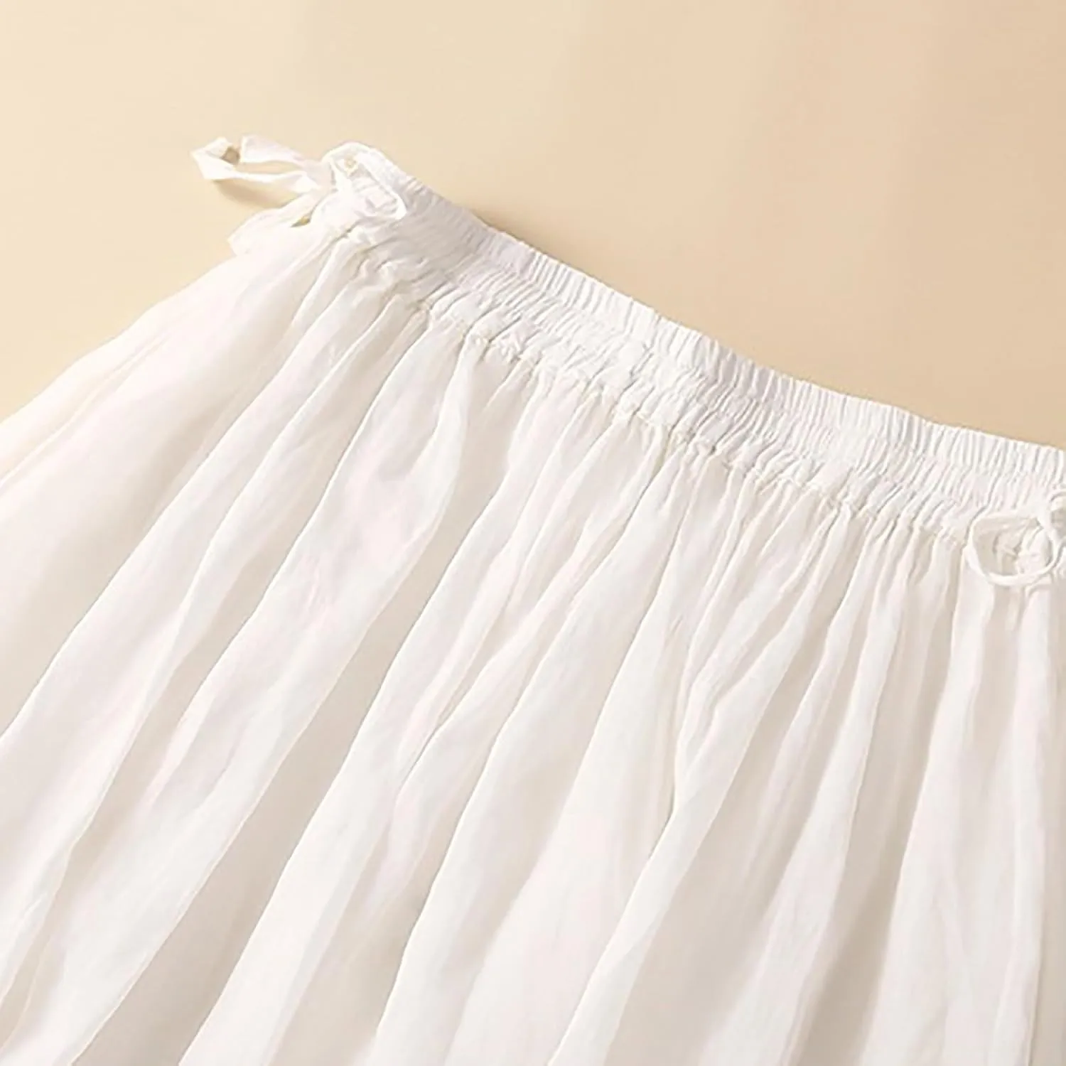 Women's Summer Boho Maxi Skirt Cotton Linen A-Line Flowy Ruffle Tiered Layered Elastic High Waist Beach Long Skirts