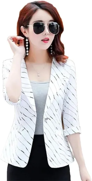 Women's Three-Quarter Sleeve Suit Jacket Summer Temperament Slim One Button Thin Blazer
