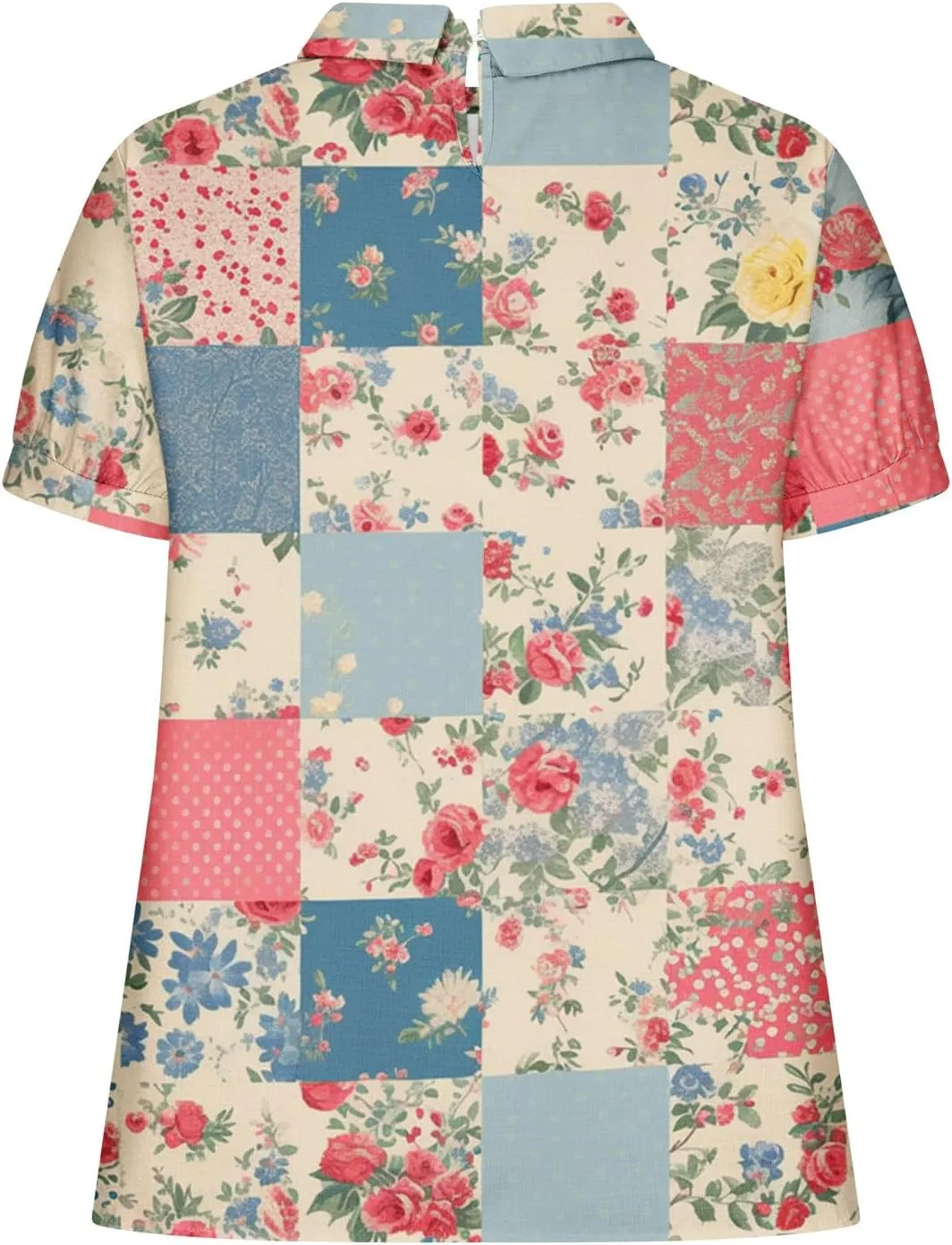 Womens Tops Shirts Short Sleeve T-Shirts Vintage Print Boho Linen Tops Casual Dressy Tunic Summer Tops for Women 2024