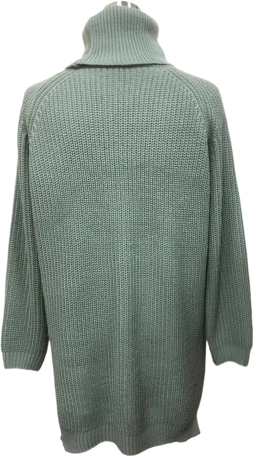 Women's Turtleneck Knitted Casual Sweater, Loose Side Slit Pullover Sweater, Retro Chic Oversized Knitted Top