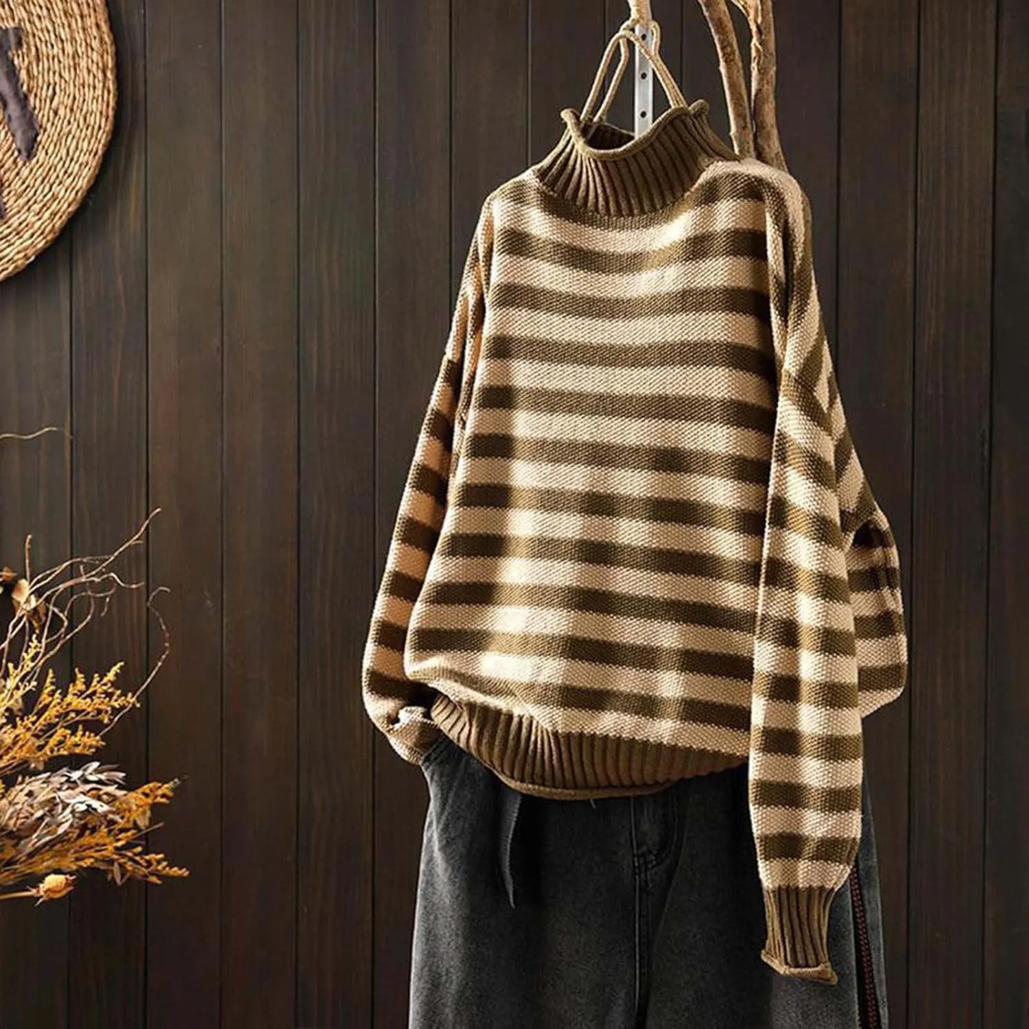 Womens Turtleneck Sweater Cozy Sweaters for Women Oversized Sweater Chucky Sweater