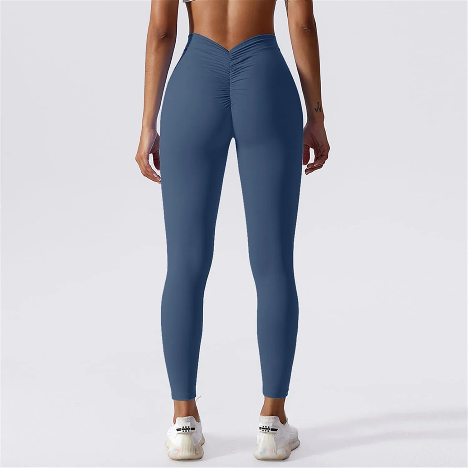 Womens V Back Scrunch Butt Leggings Tummy Control High Waist Yoga Pants Casual Summer Workout Gym Tights