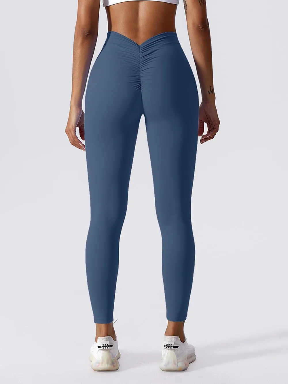 Womens V Back Scrunch Butt Leggings Tummy Control High Waist Yoga Pants Casual Summer Workout Gym Tights