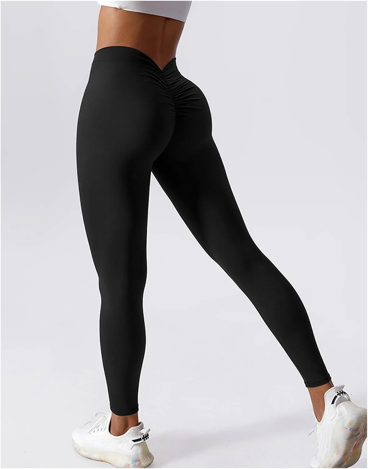 Womens V Back Scrunch Butt Leggings Tummy Control High Waist Yoga Pants Casual Summer Workout Gym Tights
