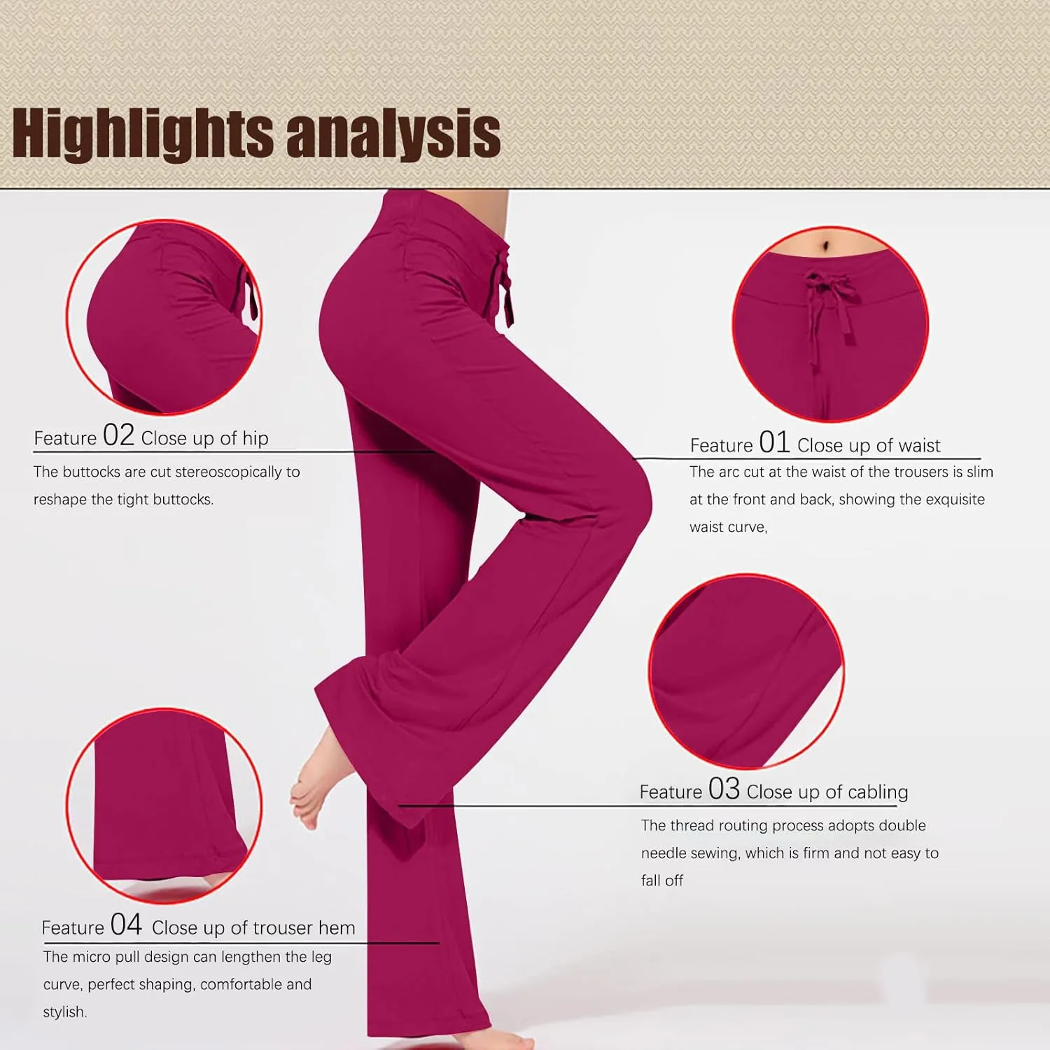 Womens Wide Leg Yoga Pants High Waist Tummy Control Loose Comfy Lounge Trousers Bootcut Drawstring Workout Leggings