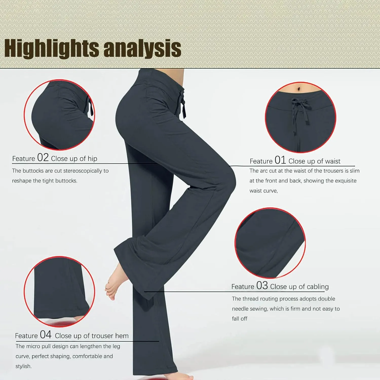 Womens Wide Leg Yoga Pants High Waist Tummy Control Loose Comfy Lounge Trousers Bootcut Drawstring Workout Leggings
