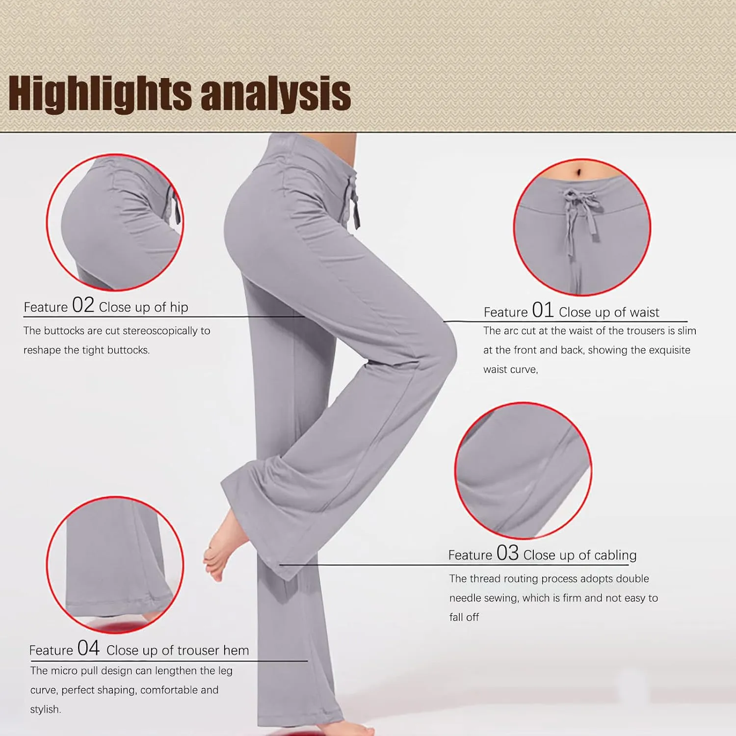 Womens Wide Leg Yoga Pants High Waist Tummy Control Loose Comfy Lounge Trousers Bootcut Drawstring Workout Leggings