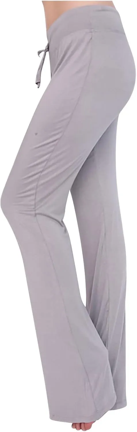 Womens Wide Leg Yoga Pants High Waist Tummy Control Loose Comfy Lounge Trousers Bootcut Drawstring Workout Leggings