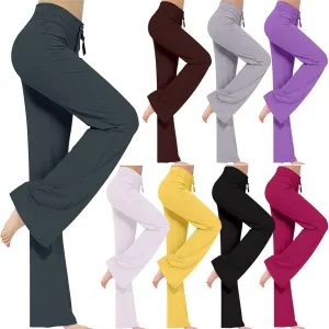 Womens Wide Leg Yoga Pants High Waist Tummy Control Loose Comfy Lounge Trousers Bootcut Drawstring Workout Leggings