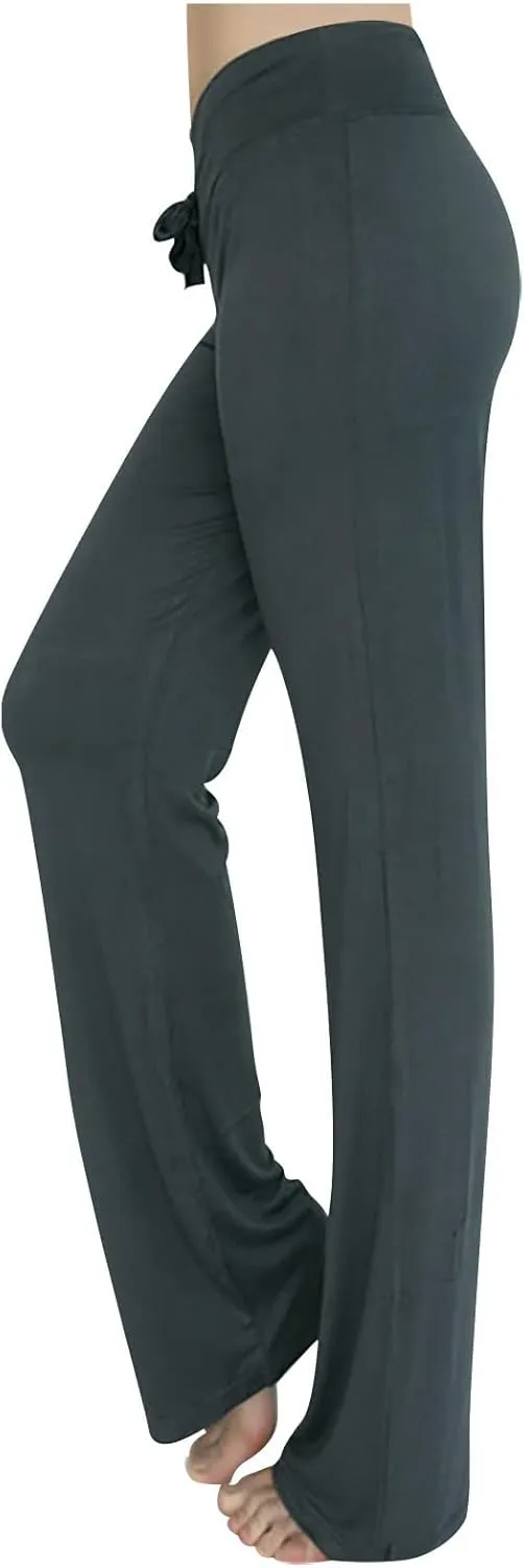 Womens Wide Leg Yoga Pants High Waist Tummy Control Loose Comfy Lounge Trousers Bootcut Drawstring Workout Leggings