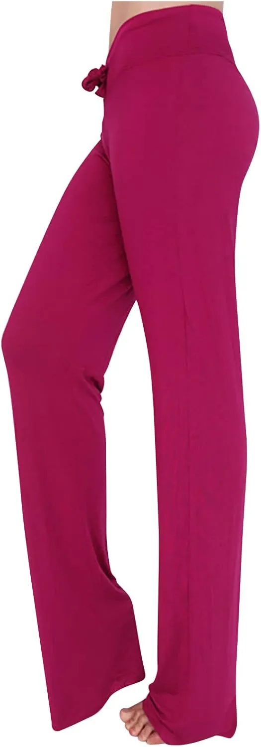 Womens Wide Leg Yoga Pants High Waist Tummy Control Loose Comfy Lounge Trousers Bootcut Drawstring Workout Leggings
