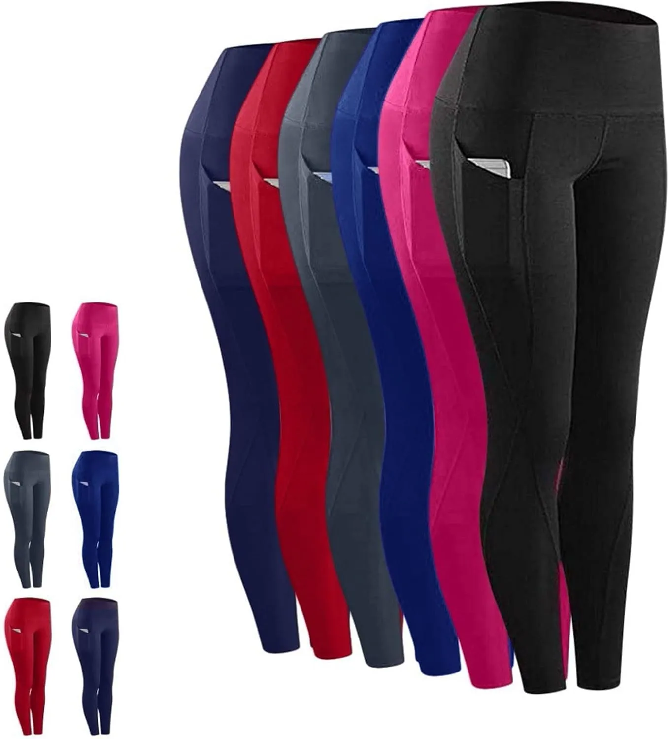 Womens Yoga Pants with Pockets Compression High Waist Tummy Control Leggings Workout Athletic Running Tights
