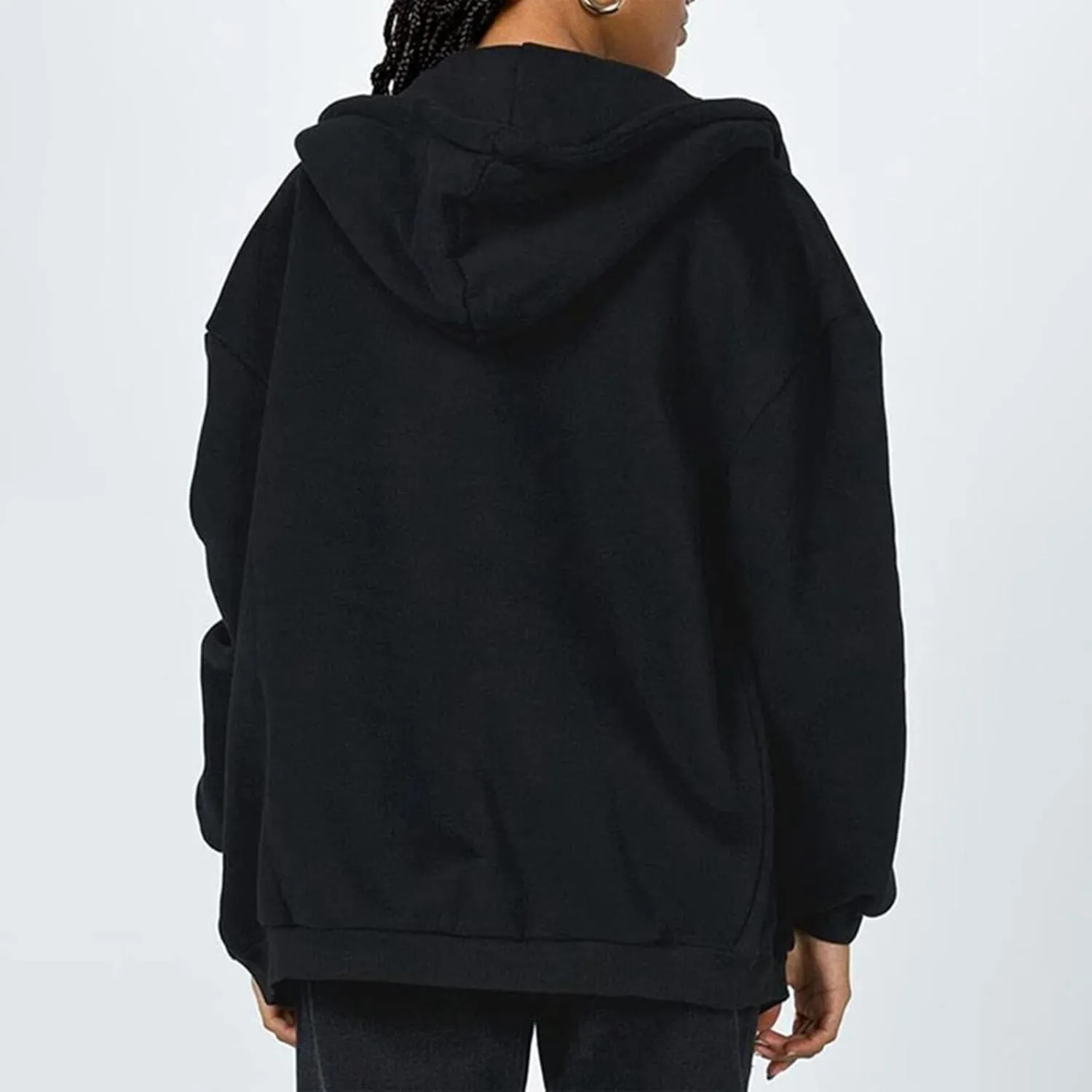 Womens Zip Up Hoodies Long Sleeve Oversized Sweatshirts Jacket with Pockets 2024 Fall Outfits Fashion Y2K Clothes