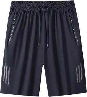 Workout Shorts Pack Men's Ice Silk Shorts Sport Lightweight Shorts Breathable Short Pants Pocket Exercise Shorts