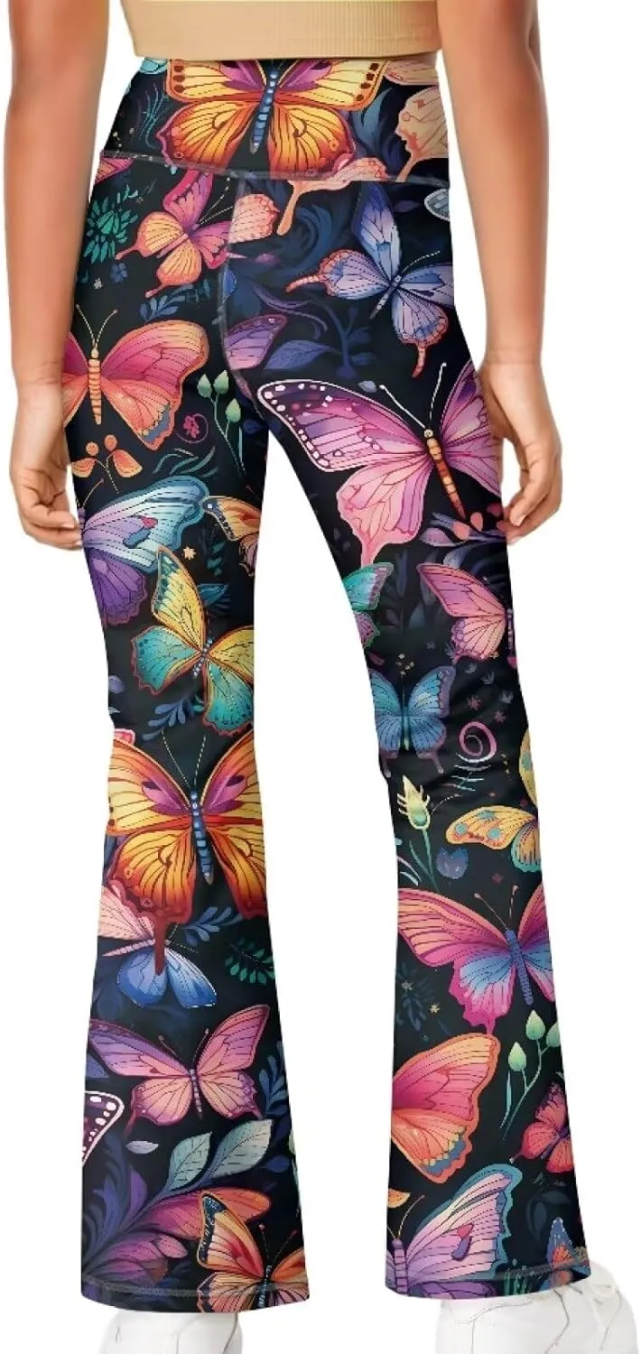 YEXIATODO Girls Wide Leg Yoga Pants Athletic Leggings High Waisted Yoga Pants Yoga Active Flared Yoga Pants Size 5-14