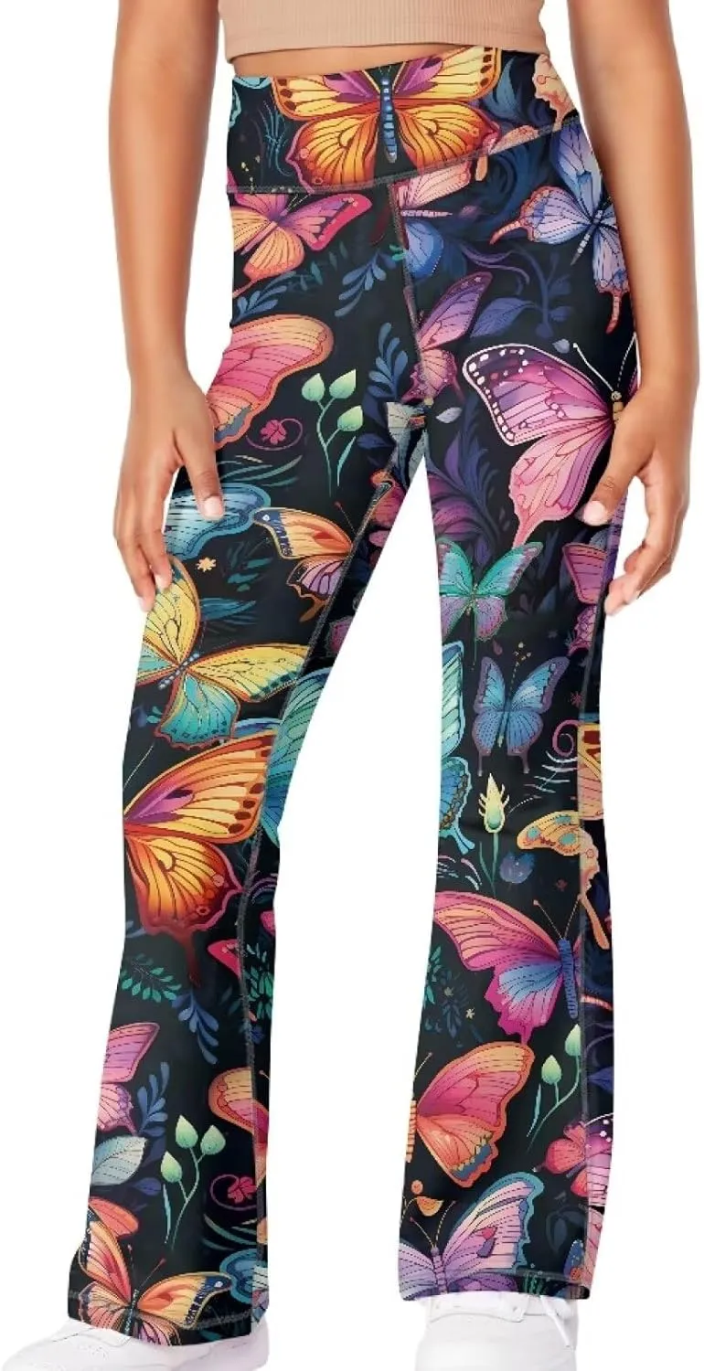 YEXIATODO Girls Wide Leg Yoga Pants Athletic Leggings High Waisted Yoga Pants Yoga Active Flared Yoga Pants Size 5-14
