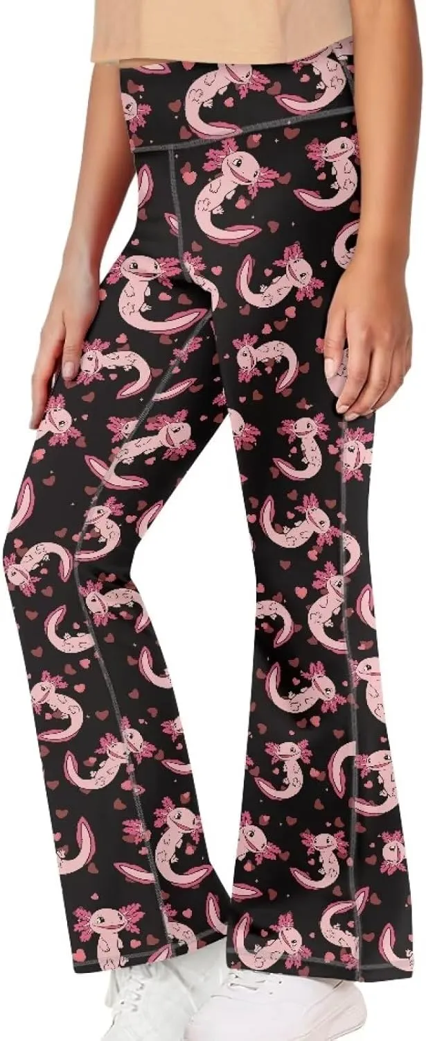 YEXIATODO Girls Wide Leg Yoga Pants Athletic Leggings High Waisted Yoga Pants Yoga Active Flared Yoga Pants Size 5-14