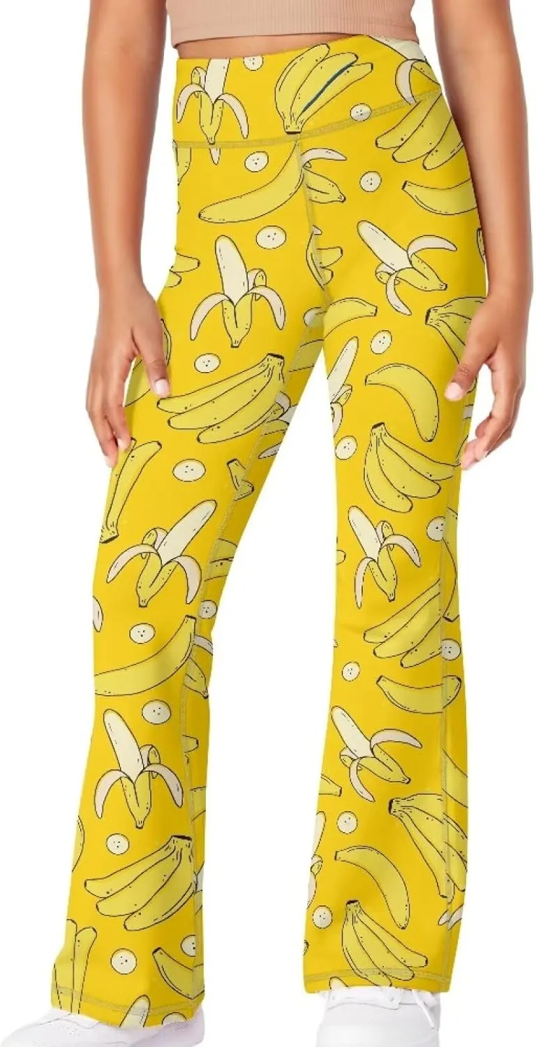 YEXIATODO Girls Wide Leg Yoga Pants Athletic Leggings High Waisted Yoga Pants Yoga Active Flared Yoga Pants Size 5-14