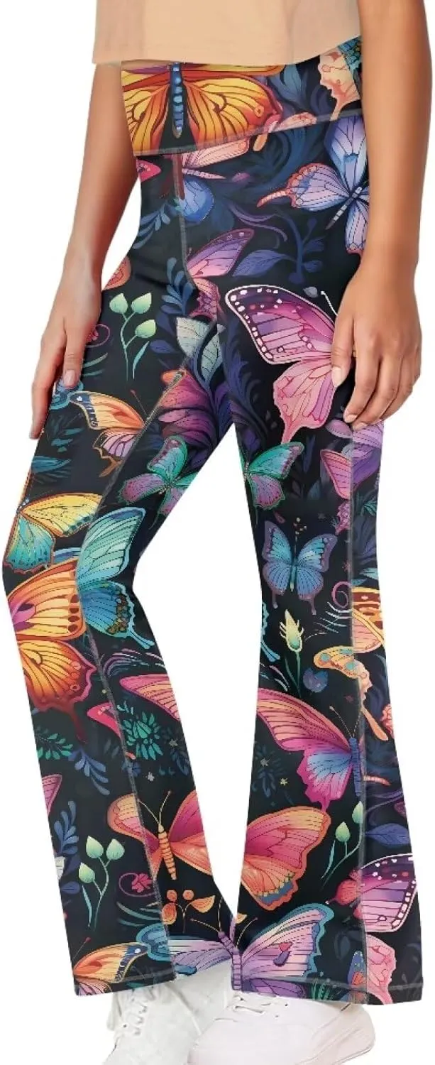 YEXIATODO Girls Wide Leg Yoga Pants Athletic Leggings High Waisted Yoga Pants Yoga Active Flared Yoga Pants Size 5-14