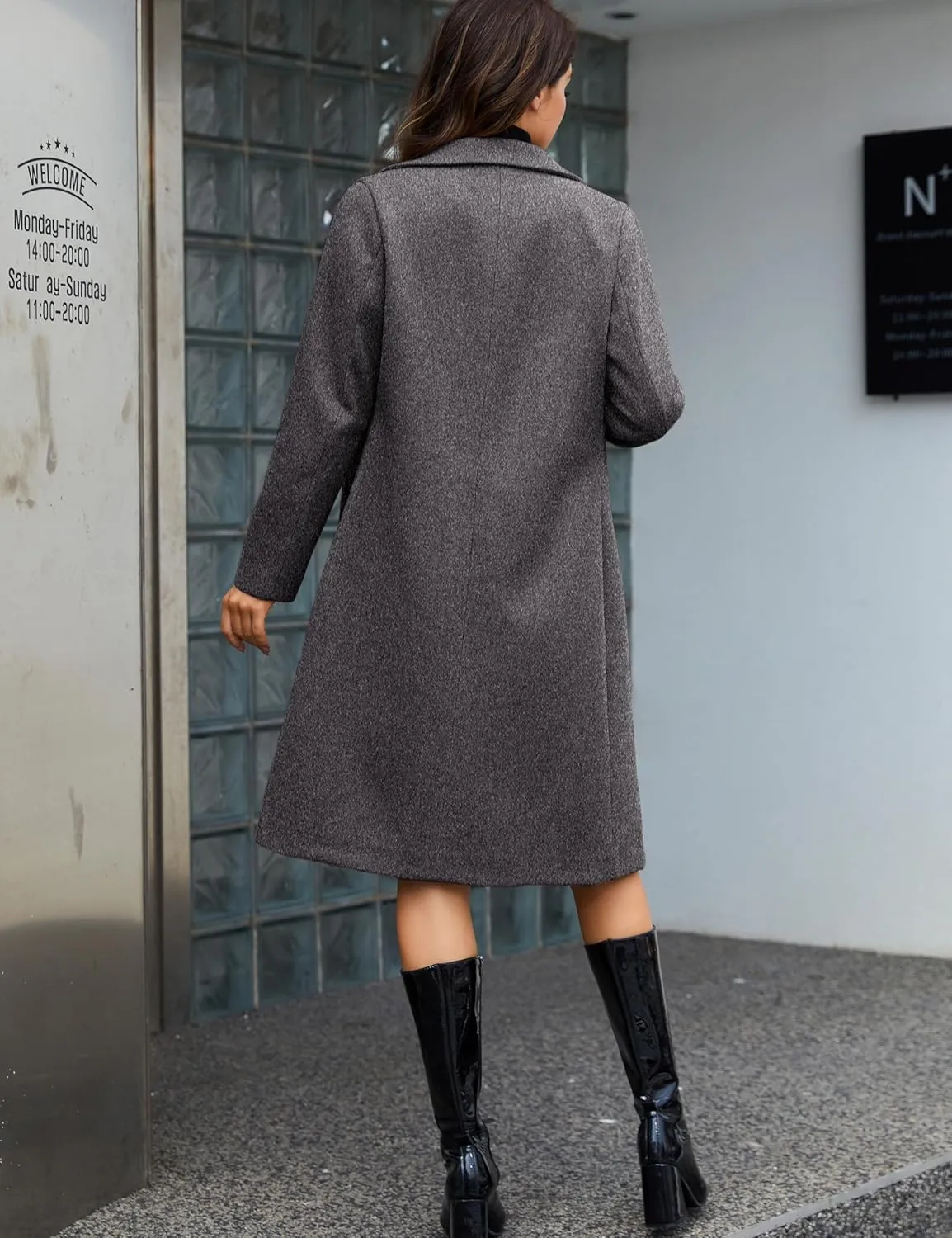 Yidarer Women's Wool Coat Mid-Long Notch Lapel Single Breasted Casual Trench Coats