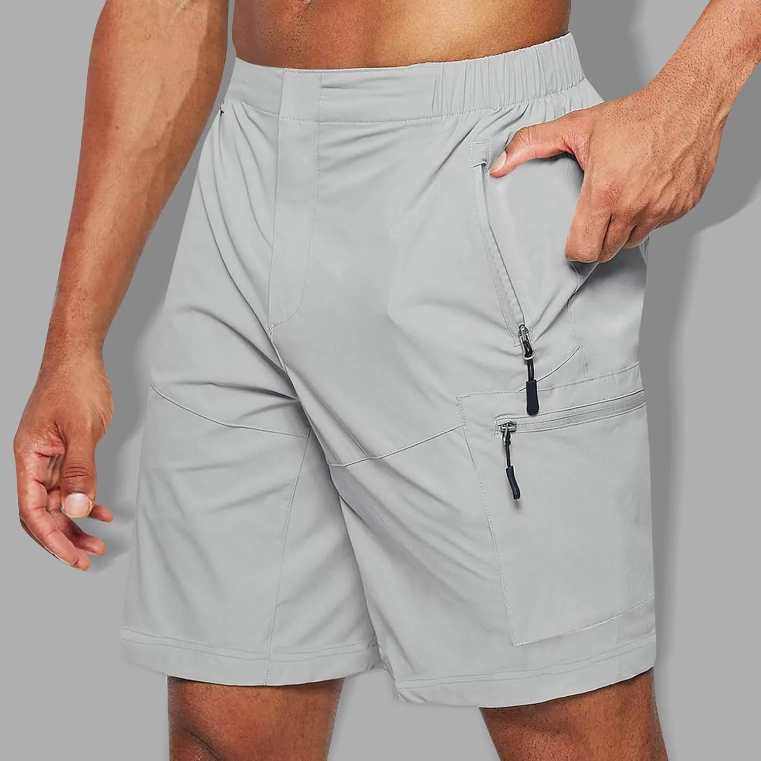Ymosrh Mens Cargo Shorts Casual Outdoor Hiking Short Pants Elastic Waist Breathable Camping Fishing Shorts, S-4XL