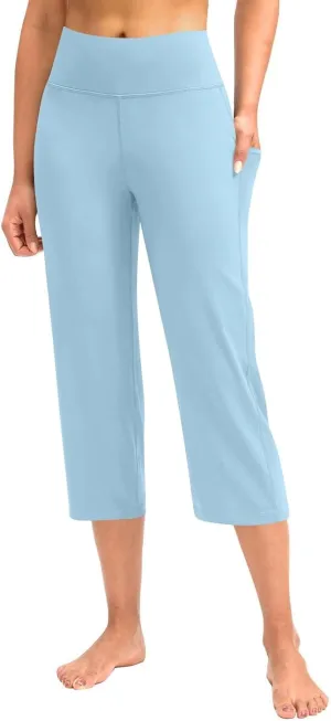 Yoga Capri for Women for Women Casual Stretch High Waisted Yoga Leggings Comfy Wide Leg Pants Women's Summer Yoga