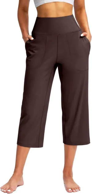 Yoga Capri for Women for Women Casual Stretch High Waisted Yoga Leggings Comfy Wide Leg Pants Women's Summer Yoga