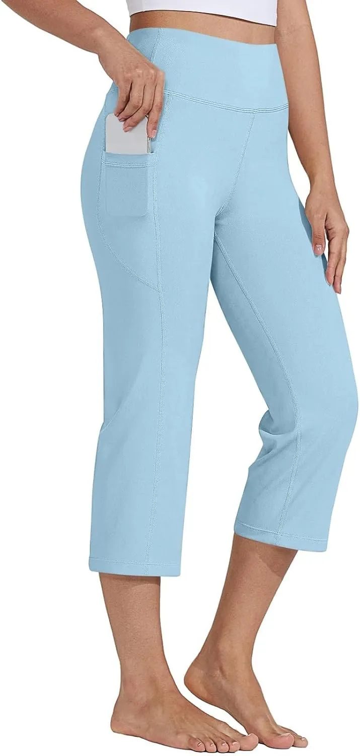 Yoga Capri for Women for Women Casual Stretch High Waisted Yoga Leggings Comfy Wide Leg Pants Women's Summer Yoga