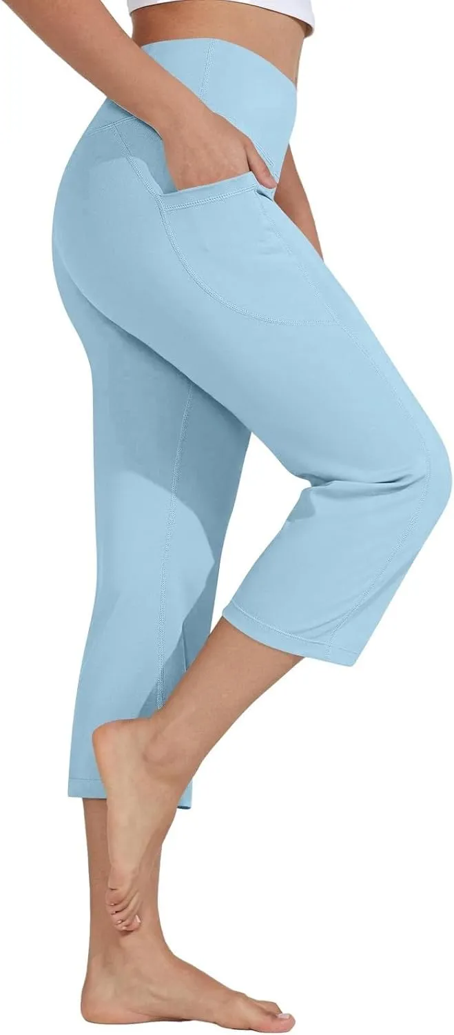 Yoga Capri for Women for Women Casual Stretch High Waisted Yoga Leggings Comfy Wide Leg Pants Women's Summer Yoga