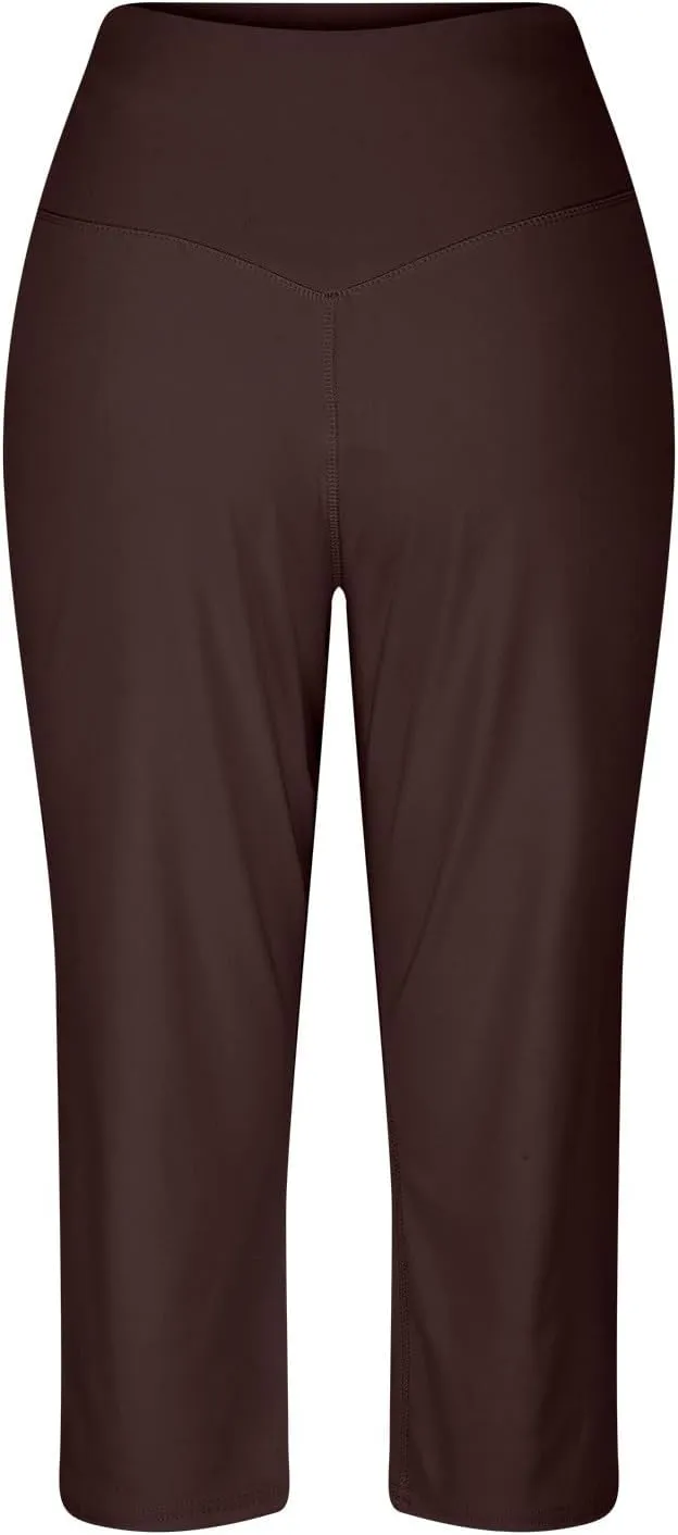 Yoga Capri for Women for Women Casual Stretch High Waisted Yoga Leggings Comfy Wide Leg Pants Women's Summer Yoga