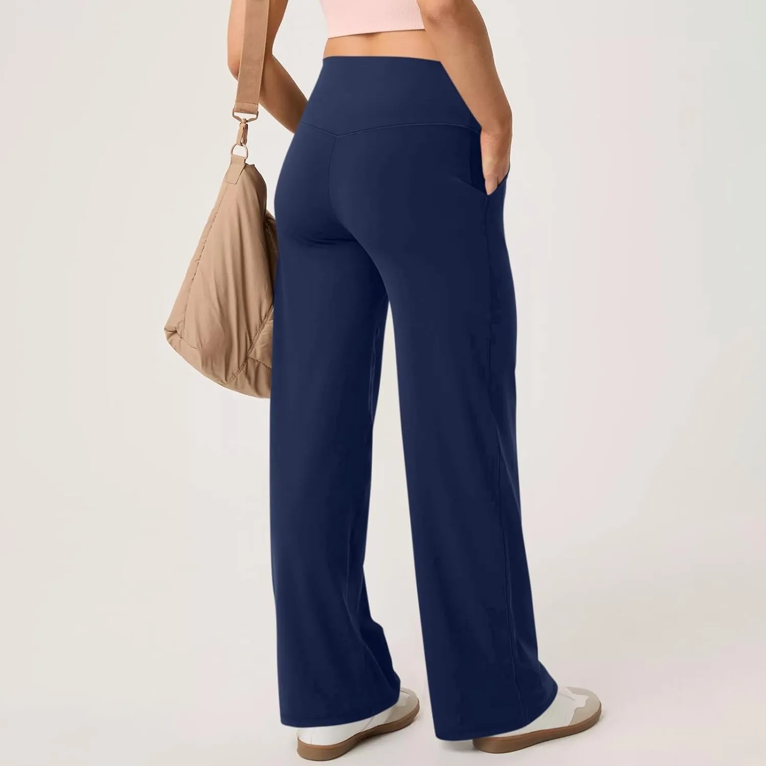 Yoga Pants for Women Wide Leg Strentch Straight Trousers Tummy Control Flare Leggings with Pockets Comfy Lounge Pant
