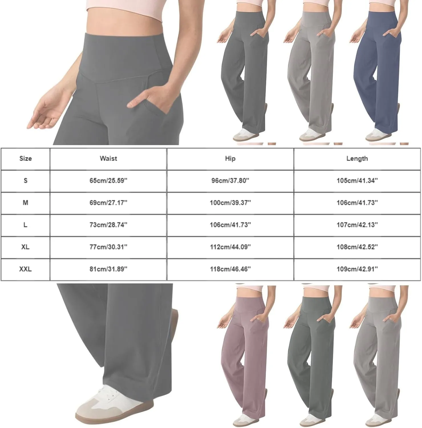 Yoga Pants for Women Wide Leg Strentch Straight Trousers Tummy Control Flare Leggings with Pockets Comfy Lounge Pant