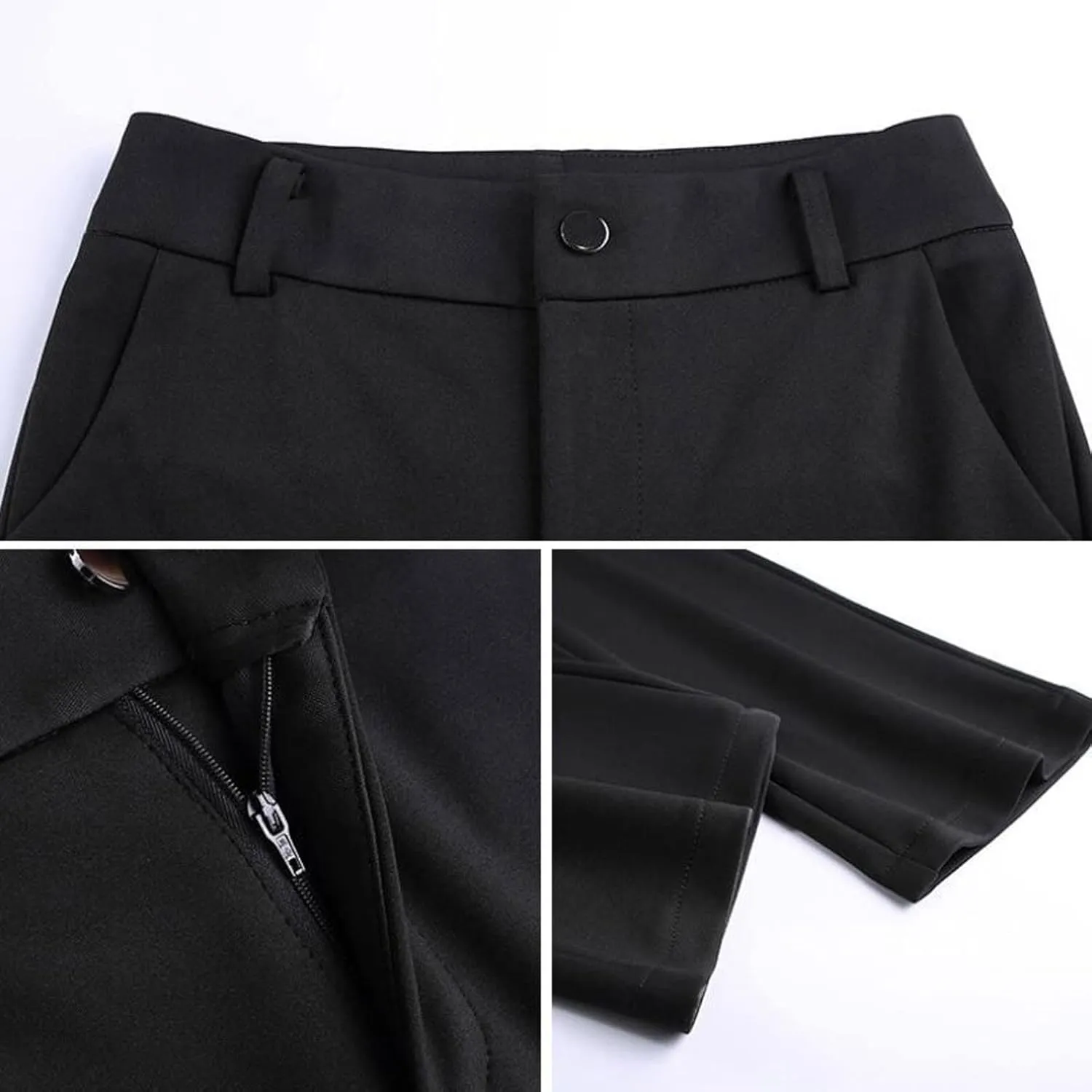 YOLAI Women High Waist Solid Straight Leg Pants Flared Pants Business Work Trousers with Pockets