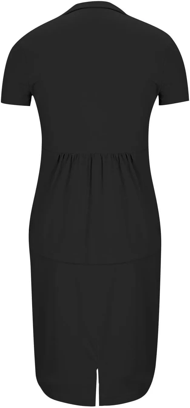 ZEFOTIM Skirt Suit Set for Women Professional Blazer Solid Color Petite Short Sleeve Two Piece Jacket with Pocket