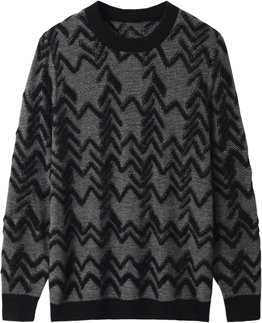 ZHILI Men's Retro Argyle Sweater Loose Crewneck Pullover Long Sleeve