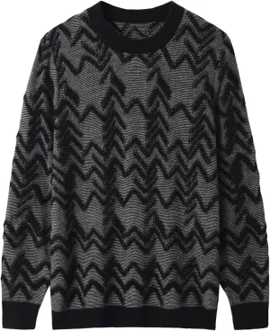 ZHILI Men's Retro Argyle Sweater Loose Crewneck Pullover Long Sleeve