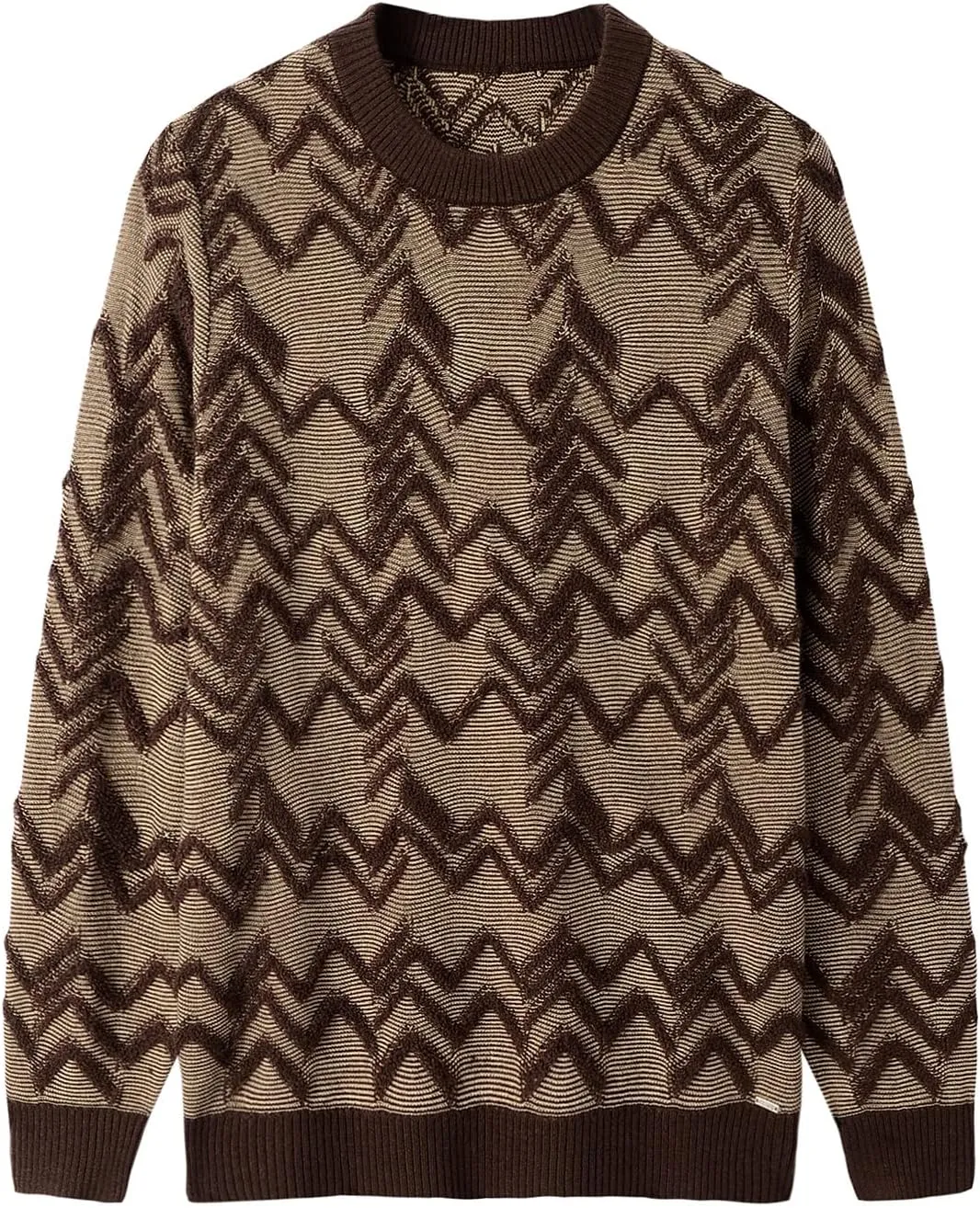 ZHILI Men's Retro Argyle Sweater Loose Crewneck Pullover Long Sleeve